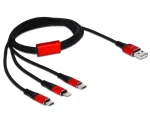 DeLOCK - ainult laadimiskaabel - Lightning / USB - USB (M) kuni Micro-USB Type B, Lightning, USB-C (M) - 1,0 m - varjestatud - must (85892)