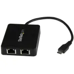 StarTech.com USB-C &ndash; kahe Gigabit Etherneti ja USB (t&uuml;&uuml;p-A) pordiga adapter