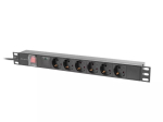 PDU Lanberg PDU-06F-0200-BK 6 vahelduvvoolu pistikupesa 1U Must