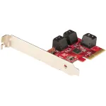 StarTech.com SATA PCIe kaart - 6 pordiga PCIe SATA laienduskaart - 6 Gbit/s - madal/t&auml;isprofiil - virnastatud SATA pistikud - ASM1166 mitte-RAID - PCI Express SATA muundur