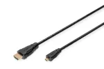 Digitus ASSMANN - HDMI Etherneti kaabel - 19 pin micro HDMI Type D isane - HDMI isane - 1 m - kolmekordne isolatsioon - must (AK-330115-010-S)