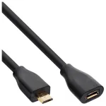 InLine Micro-USB 2.0 pikenduskaabel, Micro-B M/F, must/kuldne, 3 m