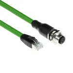 ACT t&ouml;&ouml;stuslik 3.00 meetrit andurikaabel M12D 4-kontaktiline emane &scaron;assii RJ45 isasele, Superflex Xtreme TPE kaabel, varjestatud