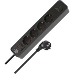Brennenstuhl Ecolor toiteplokk 4-kohaline 2x USB-C, 1x USB-A, 1,5 m kaabel, turval&uuml;liti, must/antratsiit