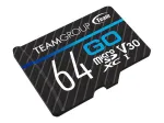 Team Group GO Card MicroSDXC 64GB UHS-I U3 Speed Class 10 V30 A1 koos SD-adapteriga - Must