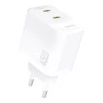 Dudao A28PEU 45W 2xUSB-C seinadapter Valge