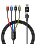Accura 8-in-1 mitmeotstarbeline laadimiskaabel USB-A/USB-C to 2x USB-C, Lightning, Micro USB, 3.0A, 1.2m, must