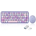 Perixx PERIDUO-713PP DE traadita mini klaviatuuri ja hiire komplekt, retro vintage disain, lilla, saksa paigutus