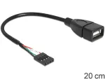 Delocki kaabel USB pin-pistikupesa > USB 2.0 t&uuml;&uuml;p-A pistikupesa 20 cm (83291)