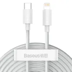 Baseus Simple Wisdom andmekaablikomplekt USB-C &ndash; Lightning PD 20W (2 tk/komplekt) 1,5 m valge