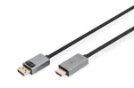 DIGITUS DP-HDMI kaabel LED-iga 4K/30Hz, 2m, alumiiniumkorpus, kullatud kontaktid, toetab 4K/30Hz