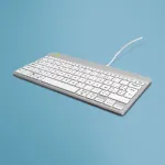 R-Go Tools Ergonoomiline klaviatuur R-Go Compact Break, kompaktne klaviatuur koos pausitarkvaraga, AZERTY (BE), juhtmega, valge