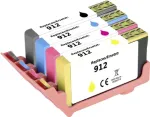 Renkforce tindikomplekt HP 912 (6ZC74AE) asenduseks, &uuml;hilduv komplekt must, ts&uuml;aan, magenta, kollane RF-I-HP912BKCMY4PK RF-5718852 (RF-5718852)