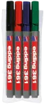 Marker Edding 361 4 tk Fiiberots Must Sinine Roheline Punane