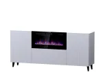 Sahtlitega kapp elektrikaminaga Cama Meble PAFOS, 180x42x82 cm, valge matt, 1400&ndash;1600 W, k&auml;epidemeteta, 3 ust, 2 riiulit