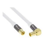 Good Connections SmartFLEX SAT antennikaabel, IEC/Coax nurk-isa emasele, kullatud, neljakordselt varjestatud, 120 dB, valge, 2 m (GC-M2063)