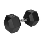 Kummiga kaetud malmist kuusnurkne hantel 35 kg REBEL ACTIVE