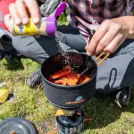 Jetboil 1.5L keraamiline keedupott - matkakeedupott FluxRingi, k&otilde;vadeks anodeeritud alumiiniumi, mittenakkuva katte ja kokkupandavate k&auml;epidemetega