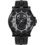 Police Men's Battalion Quartz Analog Watch PEWJA2108203 47mm Black Dial Black Leather Strap