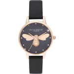 Olivia Burton naiste k&auml;ekell OB16FB13 (30 mm) - roosakuldne toon, hall nahk, lilleline sihverplaat