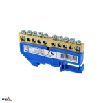 Schelinger 8x12 Terminal Block 10-Way Blue DIN Rail Mount
