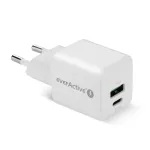 Seinalaadija everActive SC-330Q 1x USB-A ja 1x USB-C pesaga, 20 W, valge