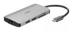 D-Link 8-in-1 USB-C jaotur HDMI/Ethernet/kaardilugeja/toiteedastusega
