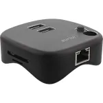 InLine USB 3.0 Multiadapter, 2xUSB-A, RJ45, SD/MicroSD-kaardilugeja, must