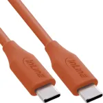 InLine 35892O USB-C &ndash; USB-C kaabel, USB 2.0, 480 Mbit/s, 100 W kiirlaadimine, silikoon, 2 m, Papaya oranž