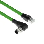 ACT Industrial 1,50 meetri pikkune andurikaabel M12D 4-kontaktiline isane, t&auml;isnurkne, RJ45 isasele, Superflex Xtreme TPE kaabel, varjestatud