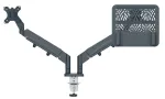 Leitz Ergo ruumis&auml;&auml;stlik topeltmonitori ja s&uuml;learvuti k&auml;si, klamber/l&auml;biviigukinnitus, 18 kg, 43,2 cm (17 tolli), 81,3 cm (32 tolli), 100 x 100 mm, tumehall