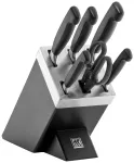 Nugade/riistade komplekt ZWILLING 35145-007-0 &mdash; 7-osaline koos koka-, koorimis-, leivanoa, k&ouml;&ouml;gik&auml;&auml;ride ja musta plokiga