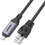 UNITEK USB-C &ndash; RJ45 Gigabit Etherneti adapter, 1 m, tumehall