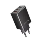 EVELATUS Travel Charger EU Wall 3 Ports 32W USB-C / USB-A2 ETC06 Black