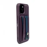 iLike Apple iPhone 15 Nahkne Taskualuse Kaanega &Uuml;mbris Lilla