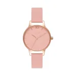 Olivia Burton Naiste Midi Dial kell OB16MD77 - 30mm roosa kullaga PVD kaetud roostevabast terasest korpus, hall nahkrihm, hall sihverplaat