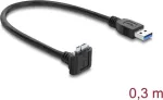 Delock USB 5 Gbps kaabel USB Type-A isane USB Micro-B isane kruvilukuga 90&deg; &uuml;les nurga all 0,3 m must