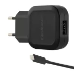 Qoltec 12W 5V 2.4A USB + USB-C seinadapter