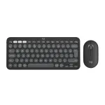 Logitech Pebble 2 Combo Tonal Graphite juhtmevaba klaviatuuri ja hiire komplekt, AZERTY prantsuse paigutus, Bluetooth & Logi Bolt USB vastuv&otilde;tja, vaiksed kl&otilde;psud, mitme seadme tugi, taaskasutatud plast