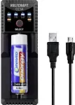 VOLTCRAFT CC1A universaalne &uuml;mmarguste akude laadija NiMH, Li-Ion, LiFePO4, NiCd - 1 pesa, USB toide, toetab AA, AAA, C, 10440, 14500, 16340