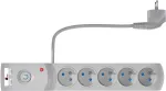GETFORT 5P-3M-G-USB 5-pistikupesaga liigpingekaitsega pikendusjuhe 2 USB-pordiga, 3 m kaabel, hall