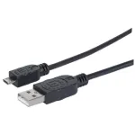 Manhattan USB-A to Micro-USB kaabel, 1,8 m, isane-isane, must, 480 Mbit/s (USB 2.0), Hi-Speed USB, eluaegne garantii, samav&auml;&auml;rne tootega UUSBHAUB6.