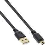 InLine USB 2.0 lame kaabel USB Type A-pistik / Mini-B-pistik 5pin must/kuldne 0,3m