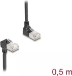 V&otilde;rgukaabel DeLOCK RJ45 Cat.6A S/FTP &otilde;huke 90&deg; 0,5m Must