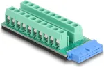 Kaabli soovahetaja DELOCK 67191 &mdash; 19-kontaktiline USB-pistikupesa 20-kontaktilisele klemmiplokile, must/roheline