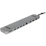 ALLNET PSUC2501 USB-C (USB 3.2 Gen 1) dokkimiskeskus 9-&uuml;hes, HDMI, DisplayPort, RJ-45, USB-A, USB-C, 3,5 mm, SD/microSD, 100 W, 3840 x 2160, hall