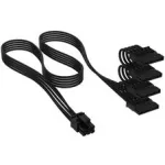 Corsair kaabel, Type 4, SATA toite&uuml;hendus, 405 mm, 520 mm, 635 mm, 750 mm, individuaalselt varjestatud &ndash; must