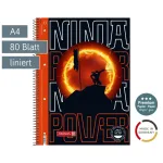 BRUNNEN College Block Ninja Power Lineatur 27 jooneline siseveerisega DIN A4, 80 lehte, spiraalk&ouml;ites, 4 auguga, perforeeritud, 70 g/m&sup2;, valge