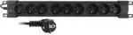 Getfort GF-9R30/FR 9-pistikupesaga 1U riiulisse paigaldatav toiteplokk prantsuse pistikupesadega, 3m kaabel, 16A, must