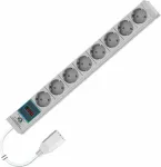 Liebernetz 19 inch 1U Rackmount M&otilde;&otilde;detud PDU, 8x Schuko CEE 7/3 Pistikupesa, C14 Sisend, 3m Kaabel, Helehall (90LNSDL20SC083)